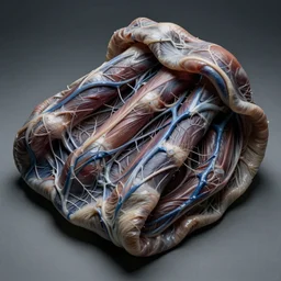 skin folded like a blanket, veins, muscle tissue, blue veins underneath the skin, sub surface scattering, smooth, disturbing, highly interesting, masterpiece, 4 k, the thing, horror, cosmic horror, junji ito, larry elmore, gediminas pranckevicius, h. r. giger,