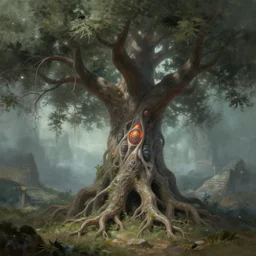 synapses, tree. fantasy, digital painting, hd, detailed.