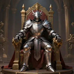 digital art of a kobold paladin, alone in a throne room, wearing full metal plate mail, d & d, highly detailed, 8 k