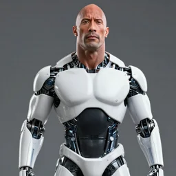 A highly detailed photograph of cybernetic Dwayne Johnson
