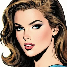 close up headshot of elegant! beautiful! pretty! female , comic book color drawing  by j scott campbell