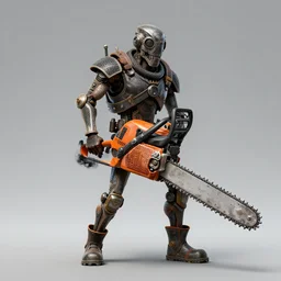 alive long chainsaw with arms and legs. chainsawheaded, full - length portrait, concept art, extremely high details, octane render, artstation contest winner, digital art by slawomir maniak, simon stalenhag. masterpiece