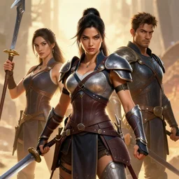 a beautiful and strong female warrior by Boris Valejo and Laura Sava and Jeff Easley