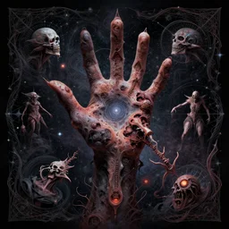 cosmic hand eaten by cannibal ecclesial fraternity, intricate, aesthetic, artistic, 8 k resolution