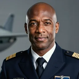 epic professional digital corporate headshot art of handsome bald african pilot, 4 5 mm lens, facing front, by neal adams and joelle jones, best on artstation, cgsociety, wlop, epic, much wow, much detail, gorgeous, detailed, cinematic, masterpiece