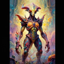 exquisite, imaginative alien creature poster art, humanoid, colourful movie art, by lucusfilm weta studio tom bagshaw james jean frank frazetta