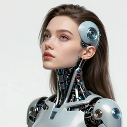 the portrait of true neutral semi - colorful female cyborg mechanist as absurdly beautiful, gorgeous, elegant, young woman looking up, an ultrafine hyperdetailed illustration by kim jung gi, irakli nadar, intricate linework, bright colors, octopath traveler, final fantasy, unreal engine 5 highly rendered, global illumination, radiant light, detailed and intricate environment