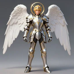 Full body view of Magical Knight, holy armor, angel themed, male, ornamental, highly detailed, smooth, shrap focus, matte painting, by Albert Aublet, Krenz Cushart, WLOP and Sakimichan, artstation