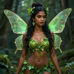 portrait of a beautiful seductive dark skinned sri lankan girl as titania, summer queen. faerie queen. queen of light, green, poison ivy, made by caravaggio stanley artgerm lau wlop rossdraws artstation cgsociety concept art cgsociety octane render