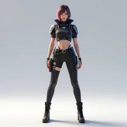 beautiful cyberpunk woman, full body, stylized, 8 k, trending on artstation