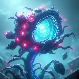 a alien plant with lights, digital art, fantasy art
