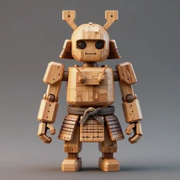 highly detailed, symetrical, geometrical, cgsociety, artstation, concept art official art, octane illustration artoys cute figurine wooden robots samourai,