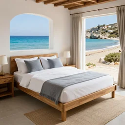 beds on Elafonissi Beach in crete, 8k resolution, hyper detailed, professional photograph