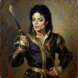 medieval oil painting of michael jackson, king of brittany and prussia, oil on canvas, 1 4 0 5, louvre archives