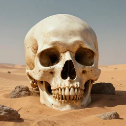 epic composition of a skull in dystopian dessert landscape by stuart lippincott, 8 k trending on behance