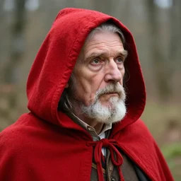 the grandfather of red riding hood, 4 k, detailed, thoughtful gaze