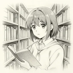 Anime sketch, library