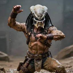 photo of schwarzenegger waterbending mud at predator. highly detailed 8 k. intricate. lifelike. soft light. sony a 7 r iv 5 5 mm. cinematic post - processing