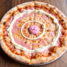mayonnaise on pizza with pink sauce