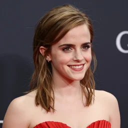 Emma Watson smiling, Red 8k