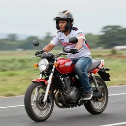 president Camacho Mountaindew Elizondo riding a motorcycle, photo session