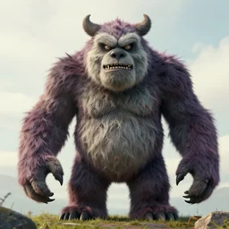 a giant monster made of fur, scary, giant, photograph,