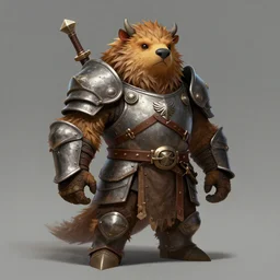 character concept art of a haggis creature wearing armor, digital art, trending on artstation
