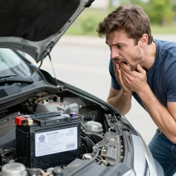 a car battery shocks a man