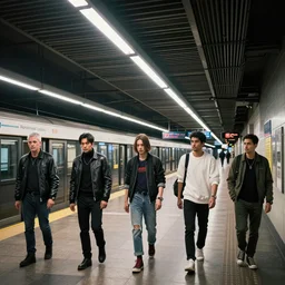 cyberpunk subway station, design sheet, concept design, contrast, hot toys, kim jung gi, greg rutkowski, zabrocki, karlkka, jayison devadas, trending on artstation, 8 k, ultra wide angle, pincushion lens effect