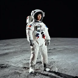 girl standing on the moon