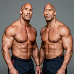 dwayne the rock johnson standing next to his identical twin brother