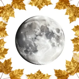 golden leaves at frame border, creative!!! composition for a book cover!!!, absurdly beautiful, ultrafine hyperrealistic detailed moon by wlop and artgerm and greg rutkowski, intricate linework, sharp focus, smooth, octopath traveler, final fantasy, unreal engine, dramatic lighting, ethereal, 8 k