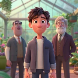 Lofi portrait in a greenhouse, Pixar style by Tristan Eaton and Stanley Artgerm and Tom Bagshaw and Tim Burton