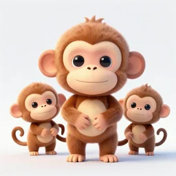 3 d render of an adorable monkey cute