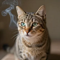 elegant cat smoking