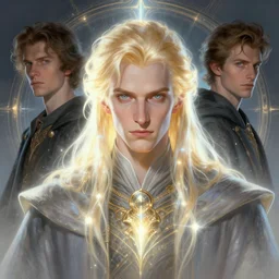 loyalty in a future world art by artgerm and greg rutkowski and agostino arrivabene, clear portrait of a male wizard with blonde hair, light effect. hyper detailed, glowing lights!!, bioluminescent, intricate, elegant, digital painting, artstation, smooth, sharp focus