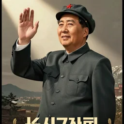rowan atkinson as mao zedong, korean propaganda poster