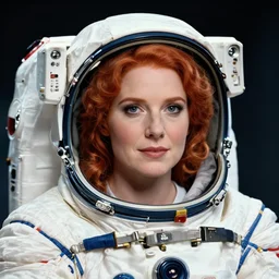 epic professional digital corporate headshot art of attractive redhead astronaut, 4 5 mm lens, facing front, by neal adams and joelle jones, unreal engine, cgsociety, wlop, epic, much wow, much detail, gorgeous, detailed, cinematic, masterpiece