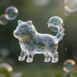 soap bubbles that look like animal shapes, soap bubbles combine into animal shapes, digital art, realistic, octane render, professional, high quality, dof, bokeh, action