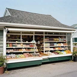 a typical grocery store of reunion island, a colorized photo by charles le roux, featured on polycount, quito school, lomo, 1 9 7 0 s, 1 9 9 0 s