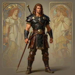 portrait of prince barbarian eastern amazon model men jodhpurs traveler, black brown lether, hyperborea, high fantasy, sargent, dnd, smooth, sharp focus, illustration, highly detailed, digital painting, artstation, concept art, by disney animation, rossdraws, alphonse mucha, frank fanzzeta