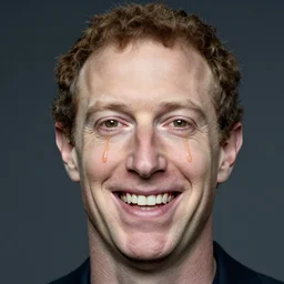 a full portrait of evil grinning mark zuckerberg with pale skin and oilshot eyes and oil flowing from his eyes over his cheeks f / 2 2, 3 5 mm, 2 7 0 0 k, lighting, perfect faces, award winning photography.