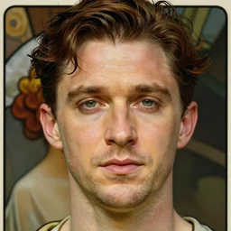 realistic detailed head and shoulders portrait of tom hardy by alphonse mucha, ayami kojima, amano, greg hildebrandt, and mark brooks, male, art nouveau, neo - gothic, gothic