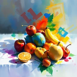 paint brush strokes, abstract watercolor painting of colorful fruits, table cloth, art by hans dahl, by jesper ejsing, art by anders zorn, wonderful masterpiece by greg rutkowski, cinematic light, american romanticism by greg manchess, creation by tyler edlin