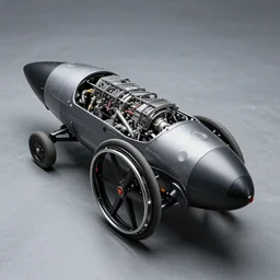nitrous boosted turbo charged wheelchair rocket, high resolution photo