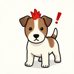 cute drawing of a [ bull terrier puppy ] with a [ red mohawk!!! ], style of wlop, in - frame