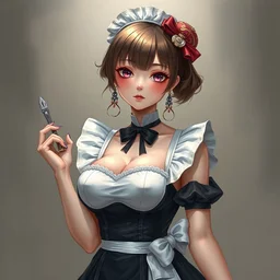 art - by - fkey!! - trending - on - artstation - 4 k full - body painting of an elegantly dressed anime girl maid by fkey!! painterly. museum - quality.