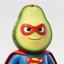 avocado head - superman super hero portrait with a red cape and mask like superman, unreal engine, anthropomorphic avocado, pixar, new scifi movie, buff, rick and morty