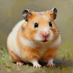 an extremely handsome hamster, oil painting,