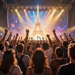 A picture of people cheering at arrival of a spectacular AI, beautiful lighting, high quality, in the style of Thomas Kinkade, 4k, 8k